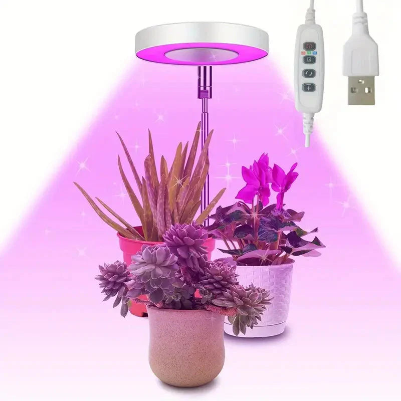 Full Spectrum LED Halo Plant Light With Stand Height Adjustable Auto Timer