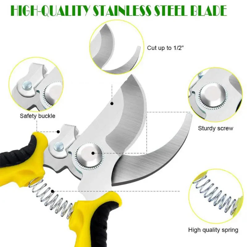 Heavy Duty Pruning Shears with Rust Proof Stainless Steel Blades Handheld Gardening Tools
